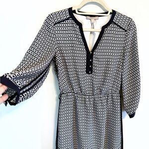 Banana Republic Black and White Geometric 3/4 Sleeve Dress Office